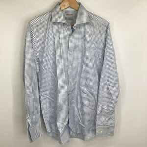 Men's Twillory Long Sleeved Dress Shirt‎  white / blue - large windowpane